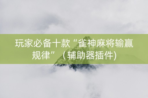 玩家必备十款“雀神麻将输赢规律”（辅助器插件)