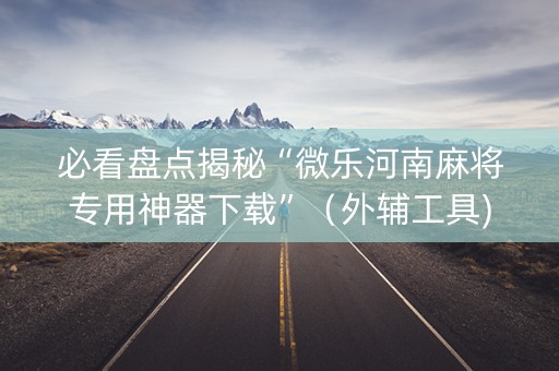 必看盘点揭秘“微乐河南麻将专用神器下载”（外辅工具)