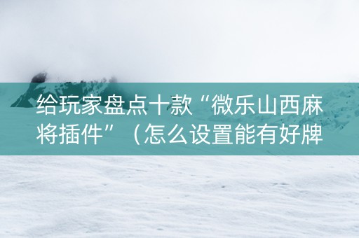 给玩家盘点十款“微乐山西麻将插件”（怎么设置能有好牌)