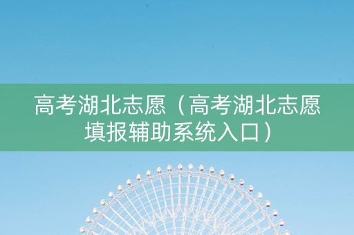 高考湖北志愿（高考湖北志愿填报辅助系统入口）