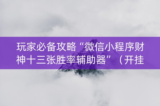 玩家必备攻略“微信小程序财神十三张胜率辅助器”（开挂辅助器脚本)