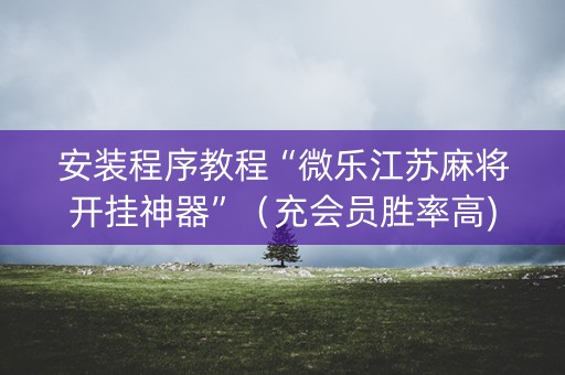 安装程序教程“微乐江苏麻将开挂神器”（充会员胜率高)