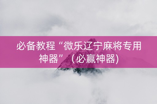 必备教程“微乐辽宁麻将专用神器”（必赢神器)