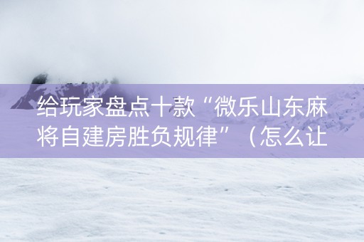 给玩家盘点十款“微乐山东麻将自建房胜负规律”（怎么让系统给自己好牌)