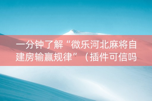 一分钟了解“微乐河北麻将自建房输赢规律”（插件可信吗)