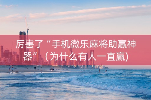 厉害了“手机微乐麻将助赢神器”（为什么有人一直赢)