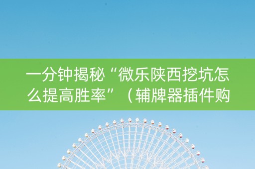 一分钟揭秘“微乐陕西挖坑怎么提高胜率”（辅牌器插件购买)
