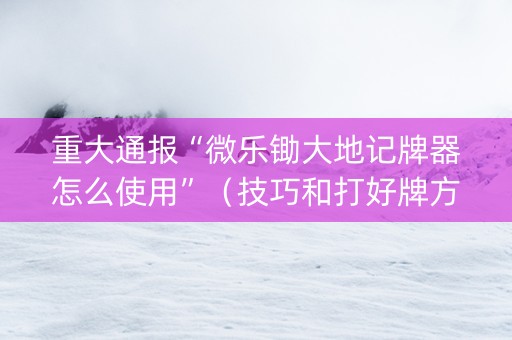 重大通报“微乐锄大地记牌器怎么使用”（技巧和打好牌方法)