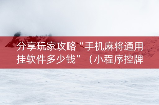 分享玩家攻略“手机麻将通用挂软件多少钱”（小程序控牌器)