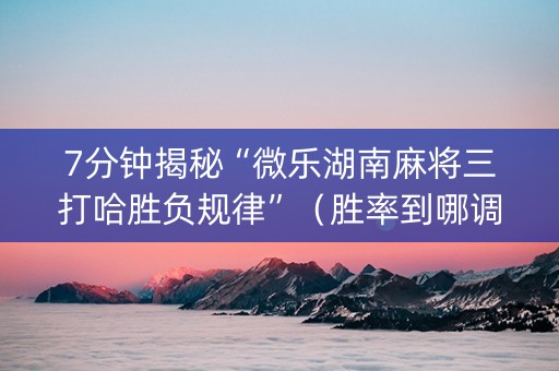 7分钟揭秘“微乐湖南麻将三打哈胜负规律”（胜率到哪调)