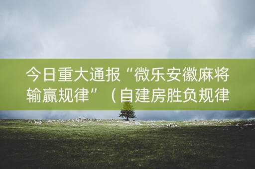 今日重大通报“微乐安徽麻将输赢规律”（自建房胜负规律)