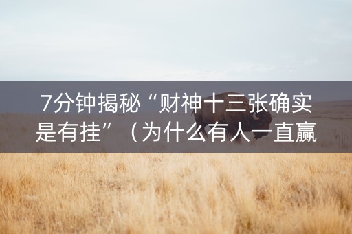 7分钟揭秘“财神十三张确实是有挂”（为什么有人一直赢)