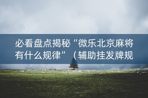 必看盘点揭秘“微乐北京麻将有什么规律”（辅助挂发牌规律)