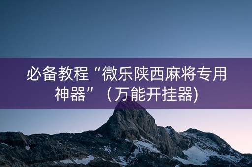 必备教程“微乐陕西麻将专用神器”（万能开挂器)