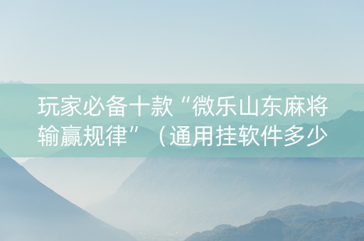 玩家必备十款“微乐山东麻将输赢规律”（通用挂软件多少钱)
