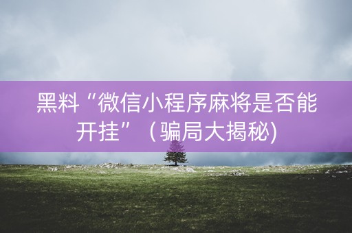 黑料“微信小程序麻将是否能开挂”（骗局大揭秘)