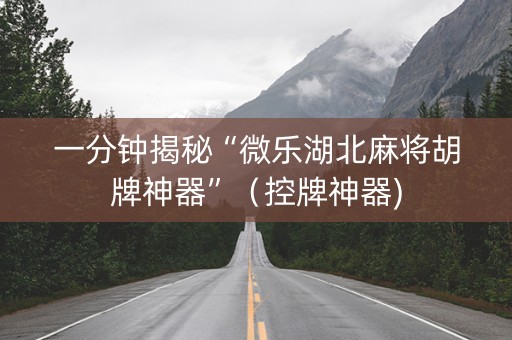 一分钟揭秘“微乐湖北麻将胡牌神器”（控牌神器)