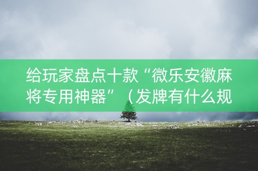 给玩家盘点十款“微乐安徽麻将专用神器”（发牌有什么规律吗)