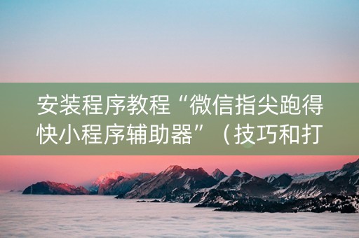 安装程序教程“微信指尖跑得快小程序辅助器”（技巧和打好牌方法)