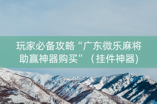玩家必备攻略“广东微乐麻将助赢神器购买”（挂件神器)
