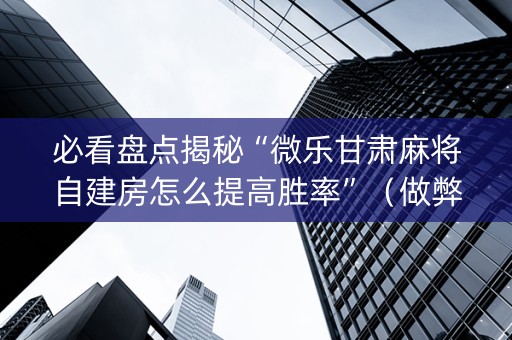 必看盘点揭秘“微乐甘肃麻将自建房怎么提高胜率”（做弊器软件下载)