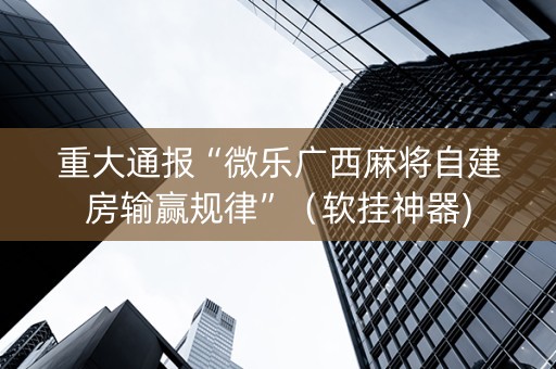 重大通报“微乐广西麻将自建房输赢规律”（软挂神器)