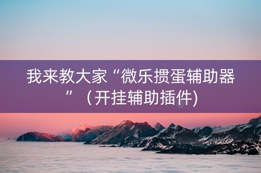 我来教大家“微乐掼蛋辅助器”（开挂辅助插件)