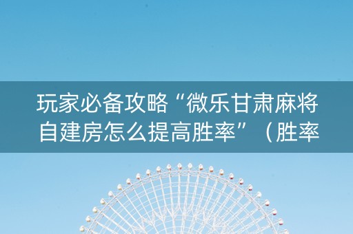 玩家必备攻略“微乐甘肃麻将自建房怎么提高胜率”（胜率到哪调)
