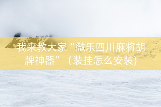 我来教大家“微乐四川麻将胡牌神器”（装挂怎么安装)