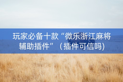 玩家必备十款“微乐浙江麻将辅助插件”（插件可信吗)