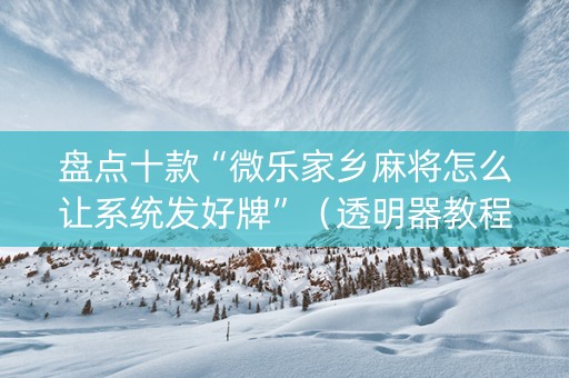 盘点十款“微乐家乡麻将怎么让系统发好牌”（透明器教程)