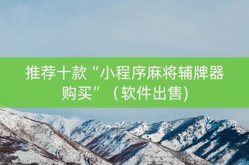 推荐十款“小程序麻将辅牌器购买”（软件出售)