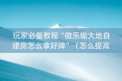 玩家必备教程“微乐锄大地自建房怎么拿好牌”（怎么提高胜率)