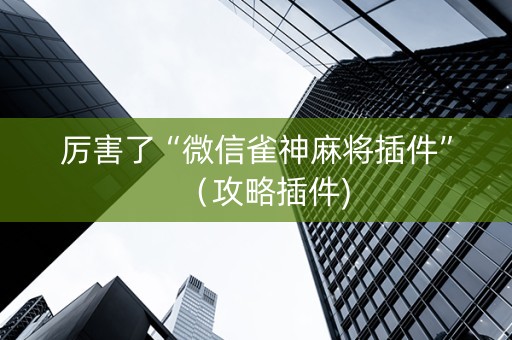 厉害了“微信雀神麻将插件”（攻略插件)