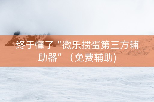 终于懂了“微乐掼蛋第三方辅助器”（免费辅助)