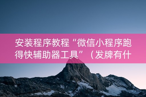 安装程序教程“微信小程序跑得快辅助器工具”（发牌有什么规律吗)