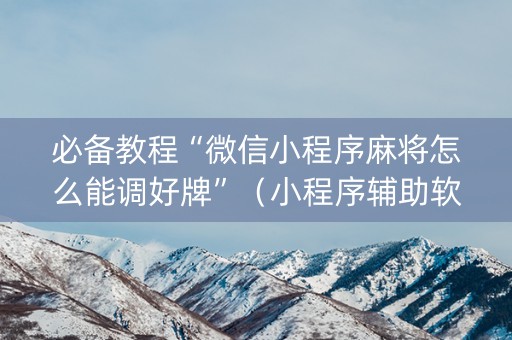 必备教程“微信小程序麻将怎么能调好牌”（小程序辅助软件)