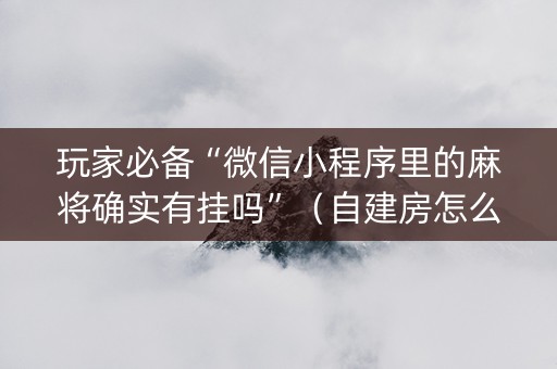 玩家必备“微信小程序里的麻将确实有挂吗”（自建房怎么赢)