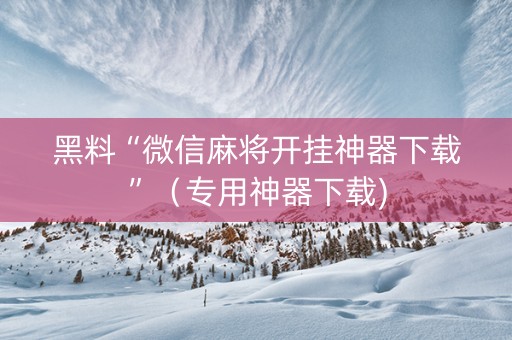 黑料“微信麻将开挂神器下载”（专用神器下载)