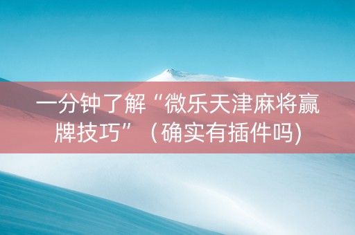 一分钟了解“微乐天津麻将赢牌技巧”（确实有插件吗)