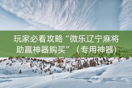 玩家必看攻略“微乐辽宁麻将助赢神器购买”（专用神器)