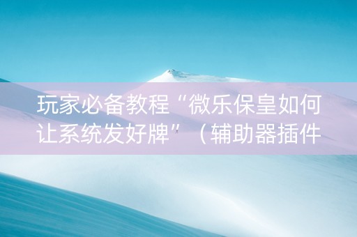 玩家必备教程“微乐保皇如何让系统发好牌”（辅助器插件)
