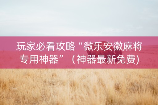 玩家必看攻略“微乐安徽麻将专用神器”（神器最新免费)