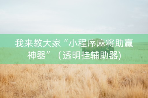 我来教大家“小程序麻将助赢神器”（透明挂辅助器)