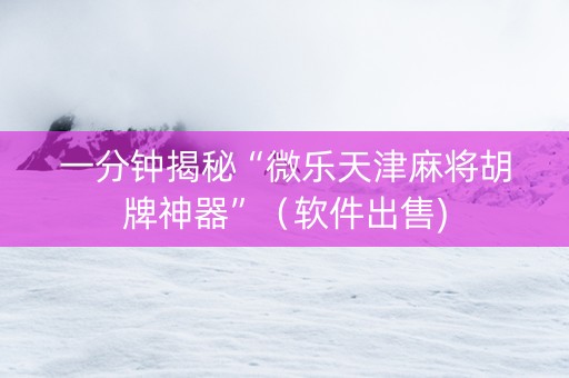 一分钟揭秘“微乐天津麻将胡牌神器”（软件出售)