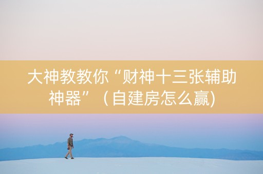 大神教教你“财神十三张辅助神器”（自建房怎么赢)