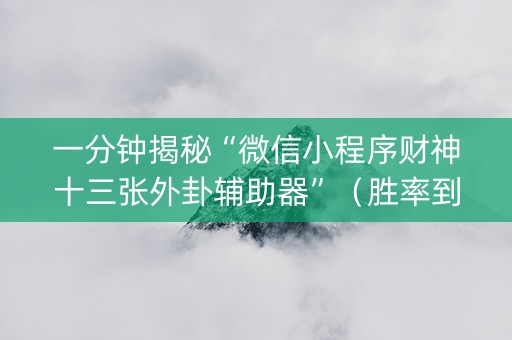 一分钟揭秘“微信小程序财神十三张外卦辅助器”（胜率到哪调)