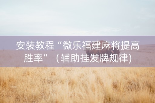 安装教程“微乐福建麻将提高胜率”（辅助挂发牌规律)