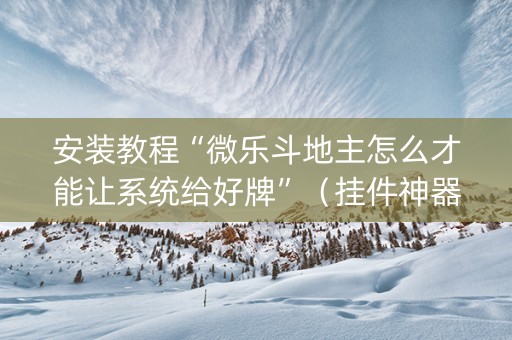 安装教程“微乐斗地主怎么才能让系统给好牌”（挂件神器)