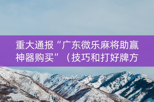 重大通报“广东微乐麻将助赢神器购买”（技巧和打好牌方法)